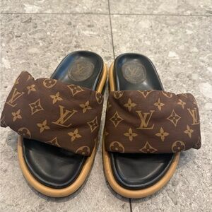 Louis Vuitton Brown Monogram Padded Slide Sandals